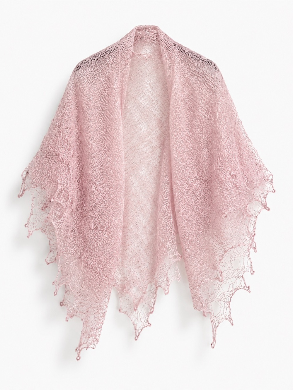 Light Pink Lace Hand Knit Shawl - Women Wrap